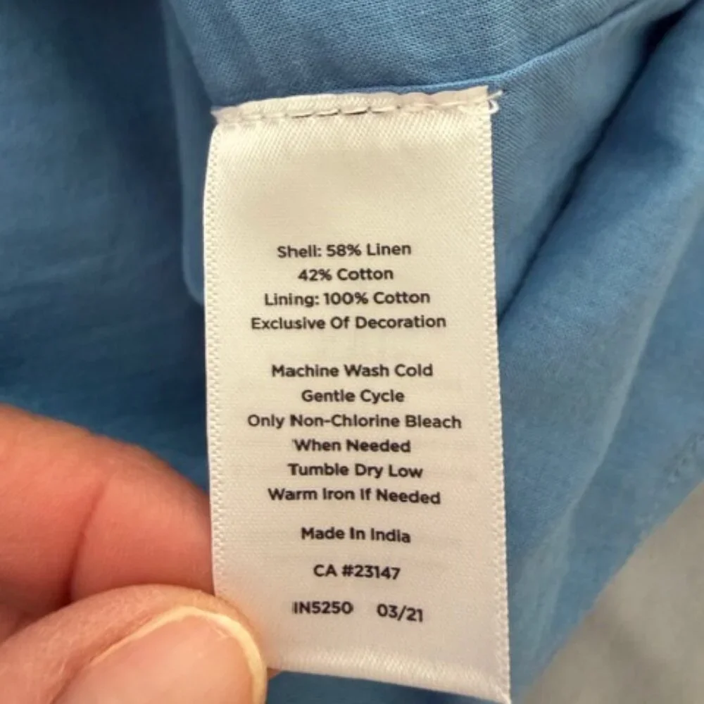 Talbots Chambray Linen/Cotton Embroidered Floral A Line Skirt Size 12 Boho Artsy - Picture 7 of 10